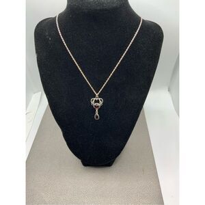 Vintage Garnet Pendant Sterling Silver Chain